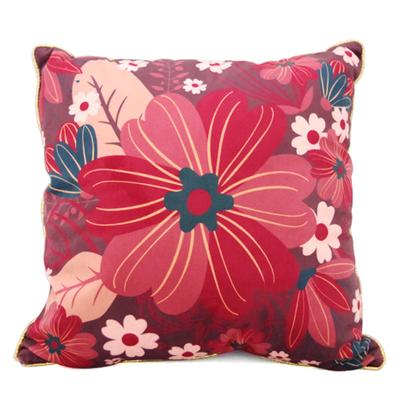 [A1199] - Pink 'Osaka' Velvet Cushion (flowers) - 40x40cm