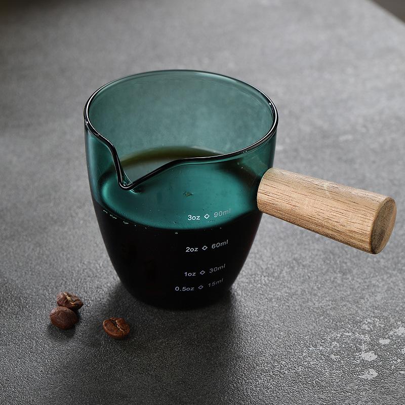 Coffee Extraction Glass Cup with Engraved Measure, High Temperature Resistance, Italian Espresso Oz Cup, Durable, Double Mouth,