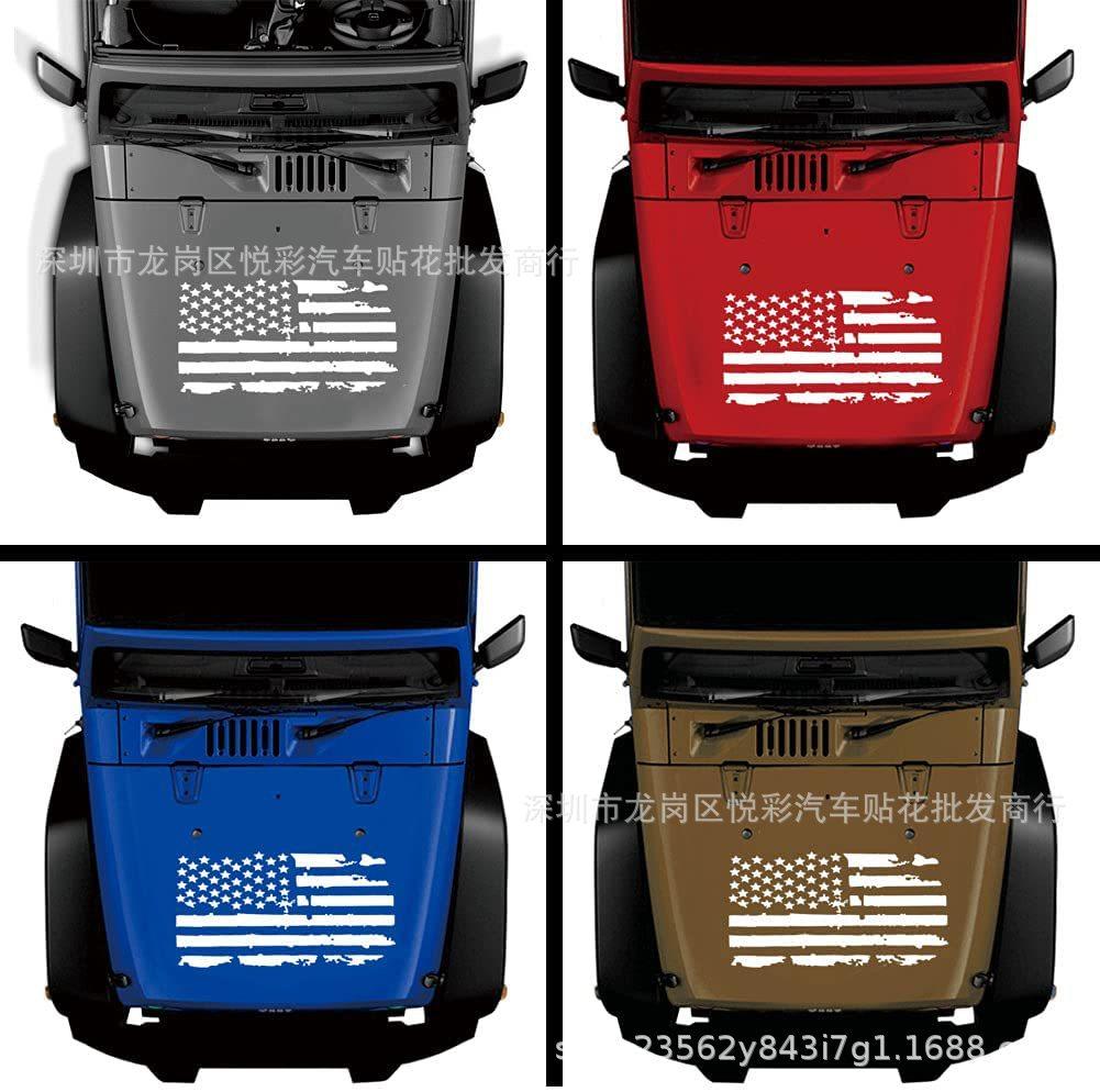 Y-779 Jeep Wrangler Off-Road Vehicle Hood & Side Window American Flag Decal