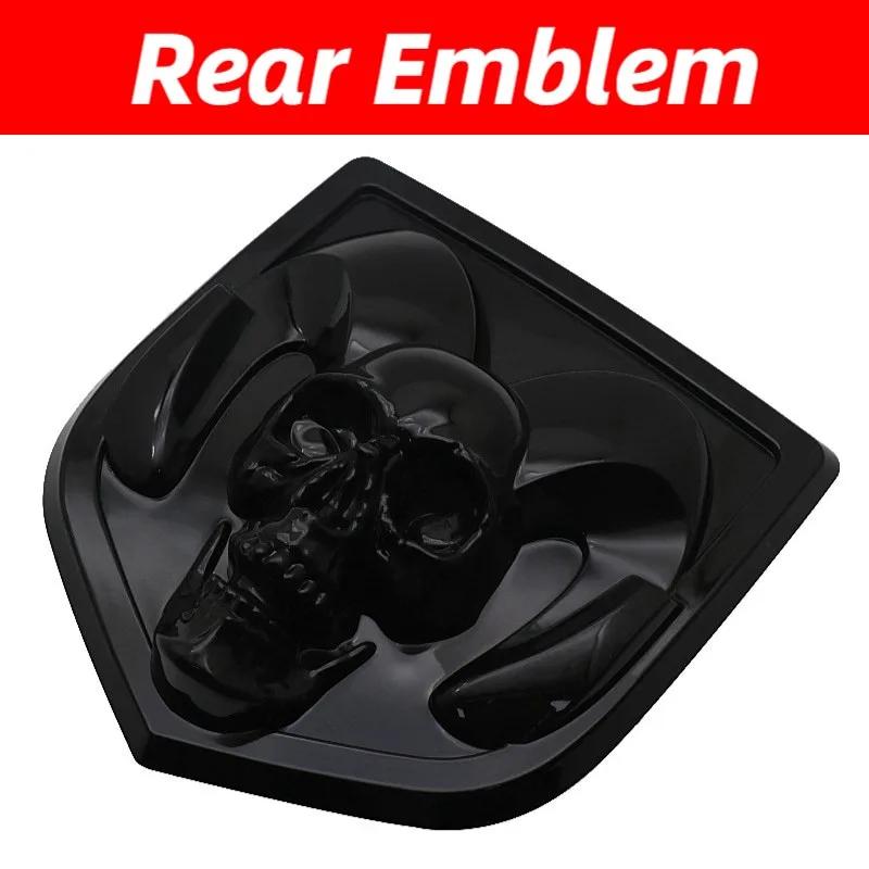 GXP1  Car Front Badge Tailgate Emblem for Dodge Ram 1500 2500 3500 HeavyDuty BigHorn 2010-2018 Skull ABS Car Sticker Pickup Decoration