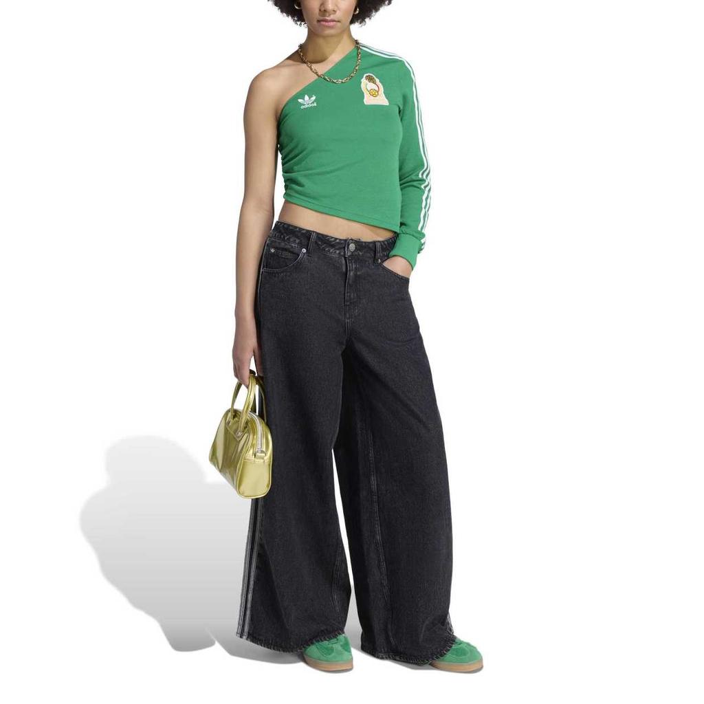 adidas Originals FW25 Mexico Bringback Jersey 9 Three Stripes Pullover Slim Fit Off Shoulder Casual Long Sleeve Football Shirt Women Tops KE2298