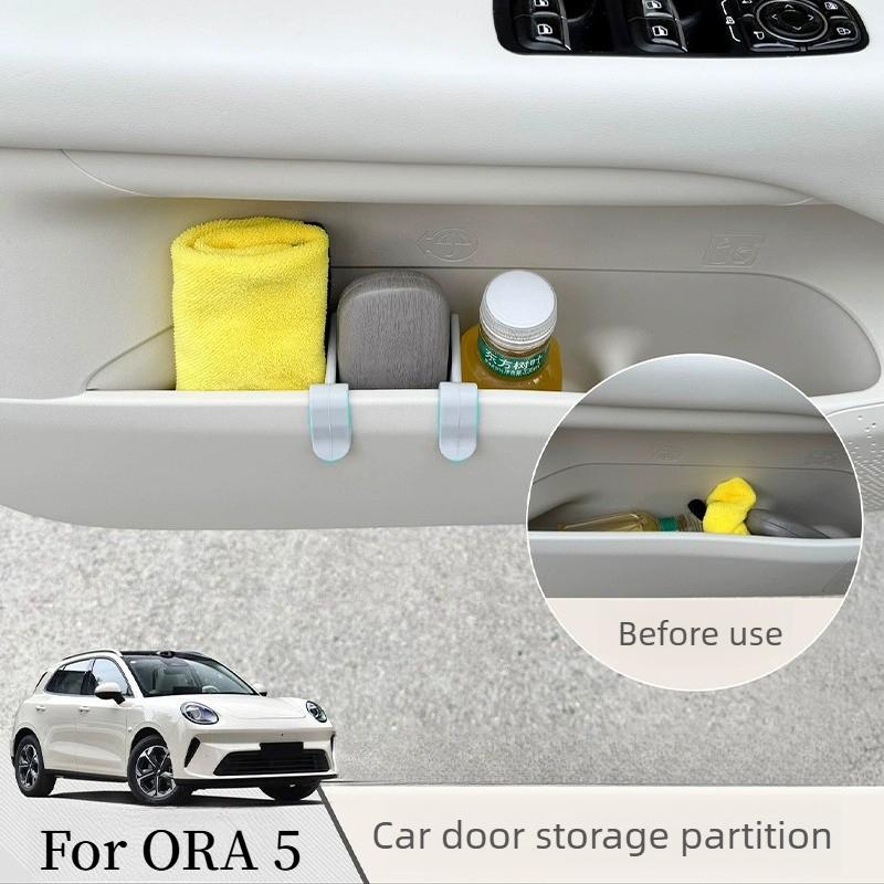For 2026 GWM ORA 5 Door Side Storage Tray Divider Organizer Umbrella Drink Bottle Holder Rack