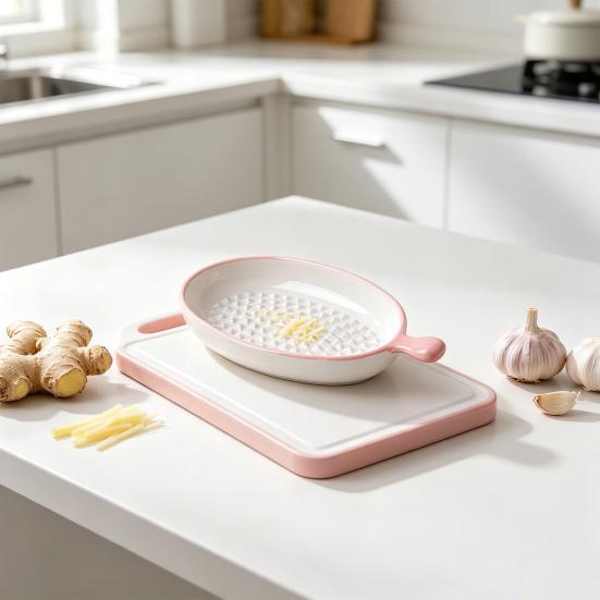 Ceramiczna Płytka do Tarcia Czosnku do Przygotowywania Jedzenia, Wielofunkcyjne Naczynie do Mielenia Imbiru, Antypoślizgowa Miska do Ugniatania Seru Gałki Muszkatołowej
