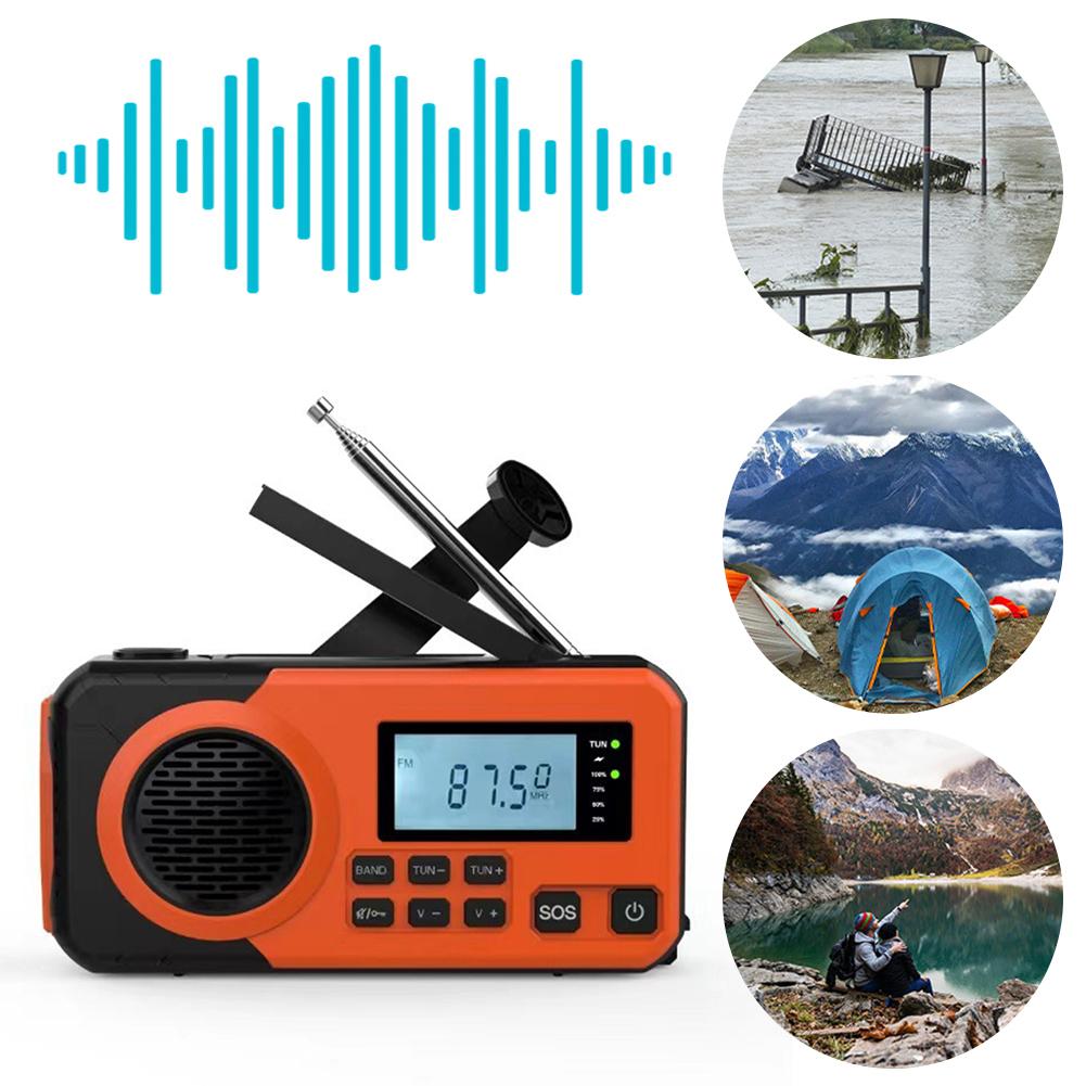 5000mAh Hand Crank Solar Power Radio Portable AM/FM/SW Weather Radio with SOS Alarm Flashlight Powerbank Outdoor Emergency Radio