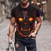 Red Skull Print T-shirt Punk Style Unisex's Clothing Gothic Design Skull Graphic T Shirts Unisex's Short Sleeve Tee Skull T-shirt Tops