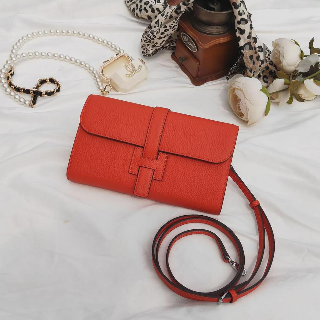 2025 Large Capacity Women's Wallet: Top Layer Cowhide, Long Handbag with Litchi Pattern