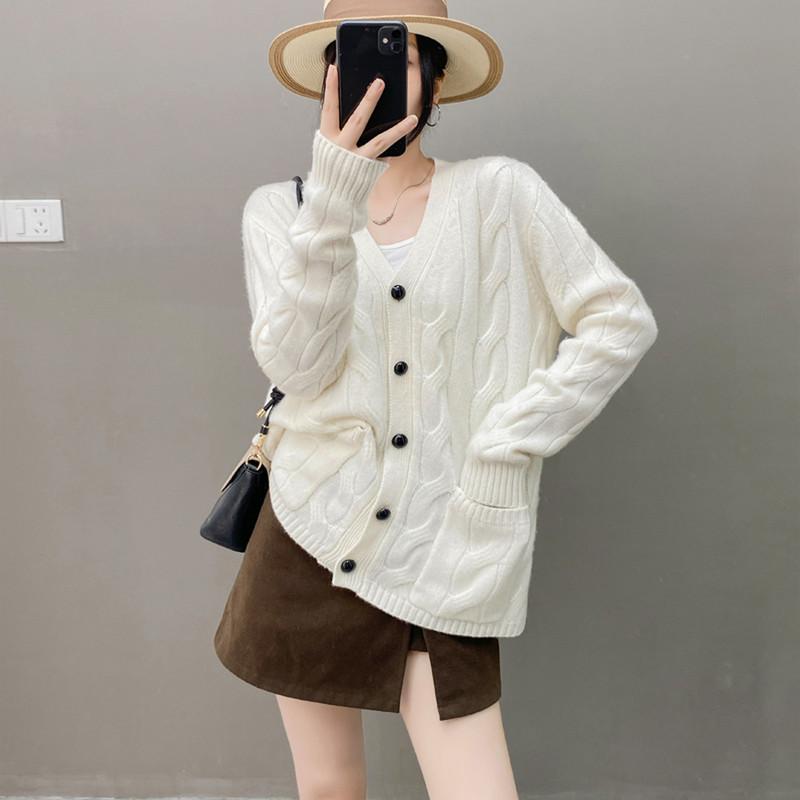 

Женский свитер Qinghe 100% чистый кашемир - Ультрамягкий роскошный зимний пуловер L теплый белый