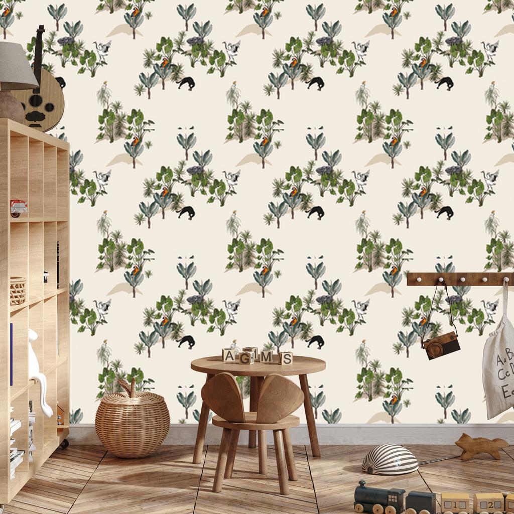Wallpaper Savannah Animals and Trees for Living Room and Bedroom 50x1000
