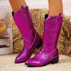 Plus-size Boots, Retro Wide-soled Pointed Mid-calf Boots, Square Heels, Women's Boots, Women's Shoes