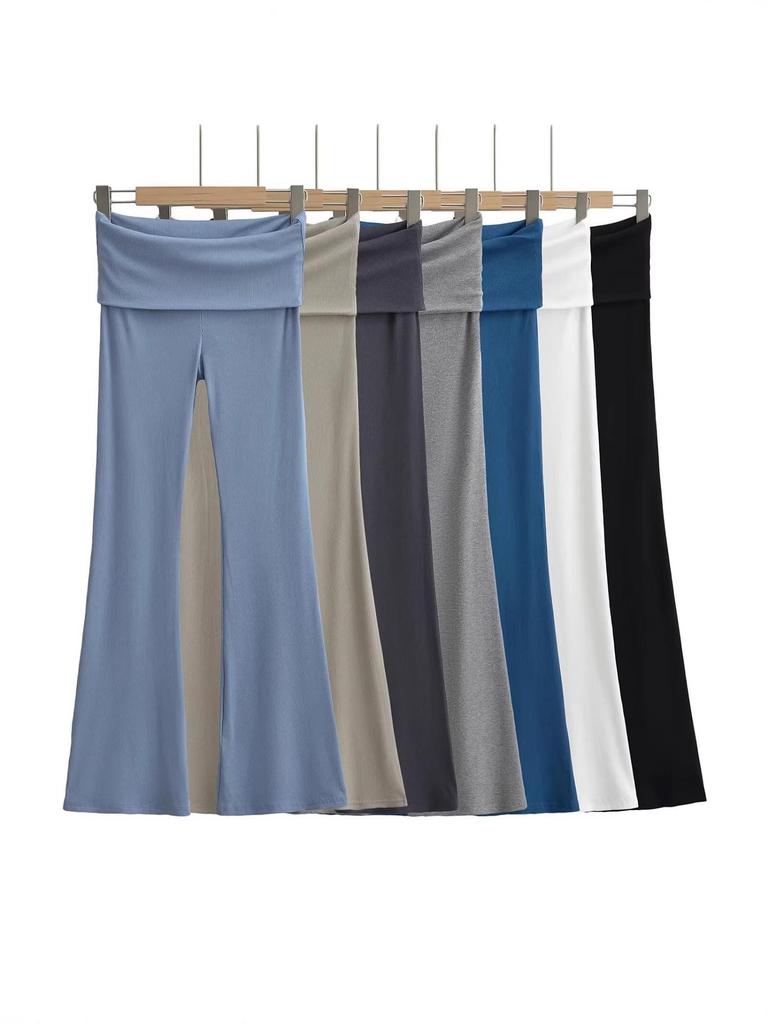 Spicy Girl Slim-Fit Micro-Flare Elastic Waist Pants for Women - Ribbed and Versatile Spring Casual Wear