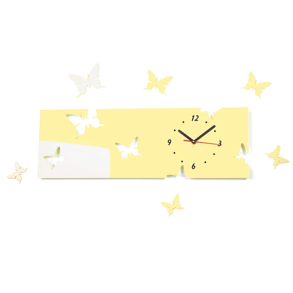 Modern horizontal Butterflies wall clock