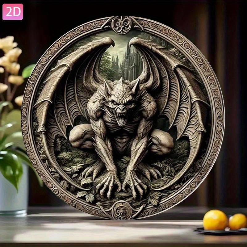 VEXE Gothic Gargoyle Iron Wall Decor Xcm Retro Metal Art Plaque for Garden Outdoor Home Bar Cafe