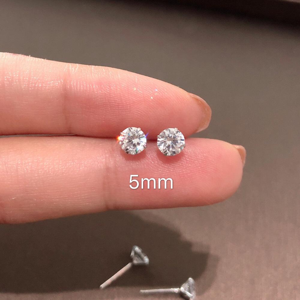 Super Flash Diamond Small Stud Earrings 3-6mm Men's and Women's Zircon Simple Earbone Stud Earrings