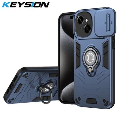 KEYSION Husă rezistentă la șocuri pentru Tecno Spark Go 1 Silicon + PC Slide Protectie Lentila Cameră Inel Husă Suport telefon pentru Tecno Spark Go1