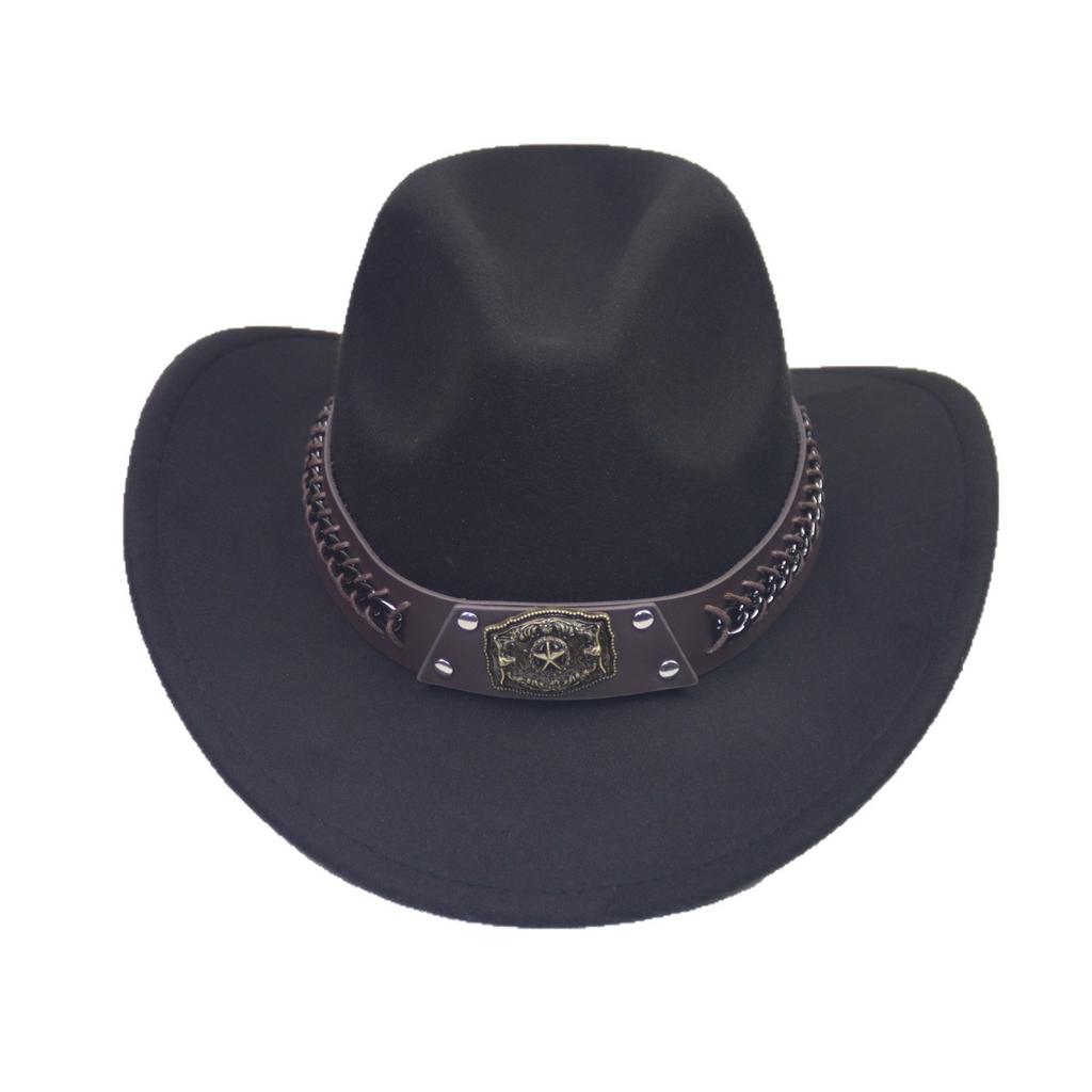 Male and Female Couples Jazz Hat Bucket Hat European and American Style Big Edge Top Hat Sunscreen Hat Woolen Cowboy Hat