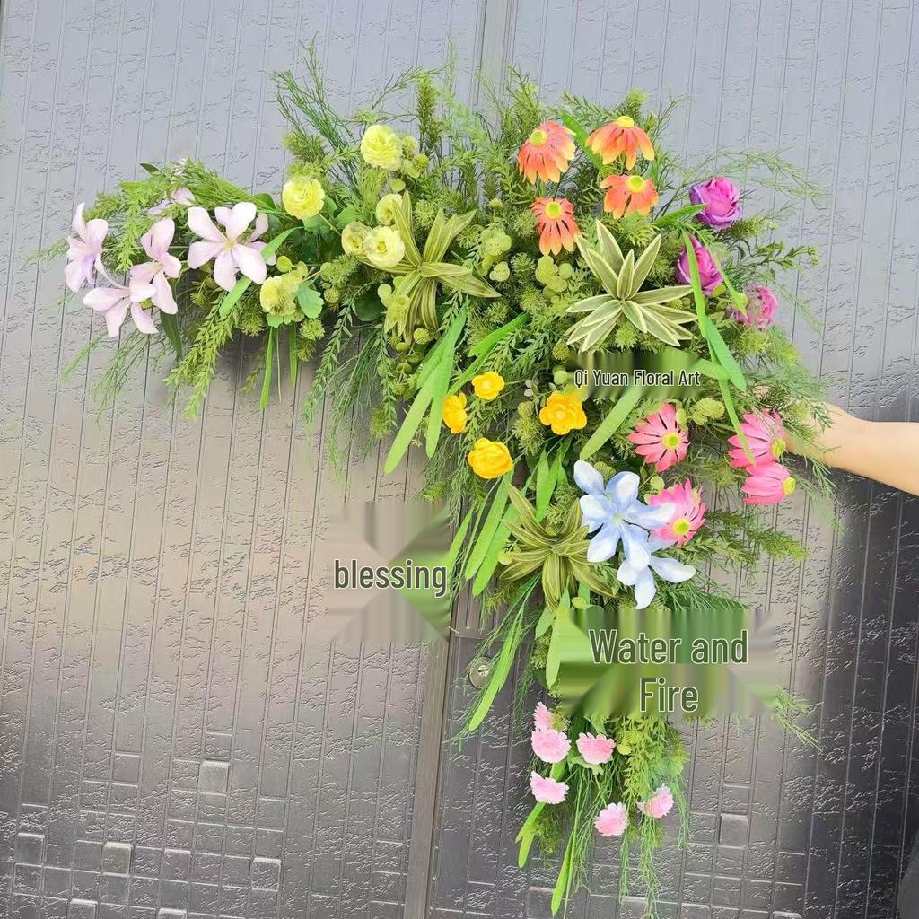 Triangular Silk Flower Wedding Arch Arrangement for Reception Background