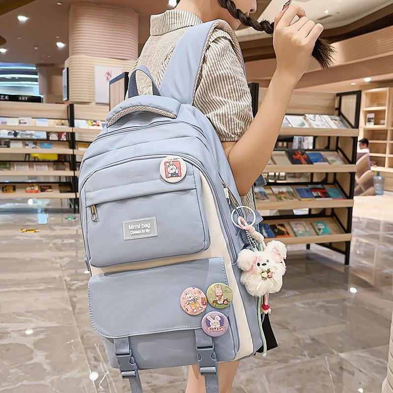 Zaino Scolastico Grande Capacità Abbinamento Colori Zaino Scolastico per Studenti 1011 Stagione Scolastica Inizio Autunno Zaino per Studenti delle Scuole Medie Versione Coreana Tempo Libero