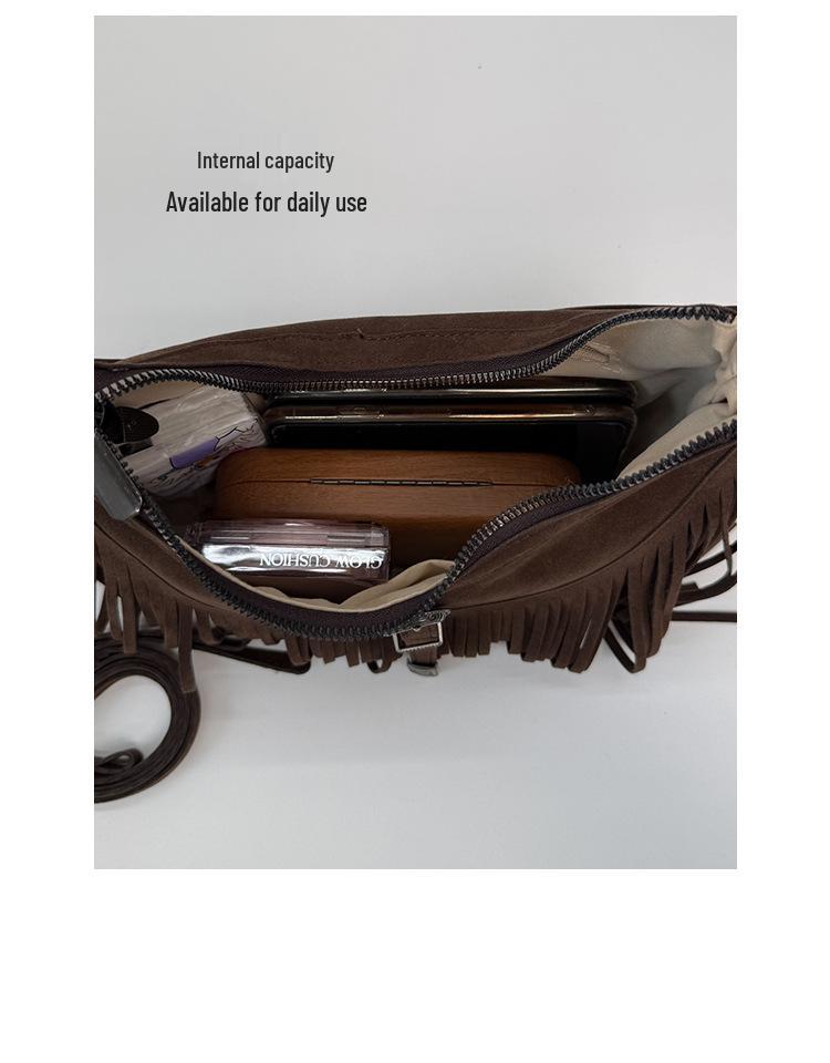 Vintage Suede Tassel Crossbody Bag - Autumn/Winter Fashionable Commute Tote