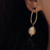 Unique Natural Wrinkled Edison Pearl Earrings Light Luxury Ear Jewelry 2024 New Trendy Foreign Style Stud Earrings Pendant