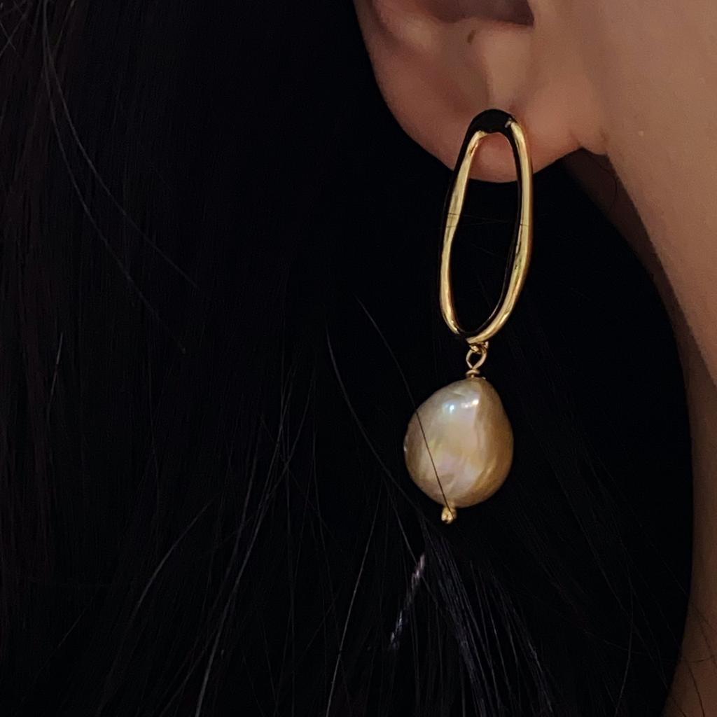 Unique Natural Wrinkled Edison Pearl Earrings Light Luxury Ear Jewelry 2024 New Trendy Foreign Style Stud Earrings Pendant