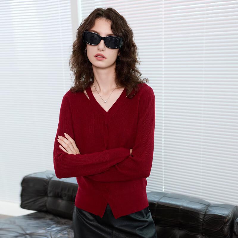 

SANCAl Women s Hollow Out V-Neck Cable Knit Pullover M 160/84A