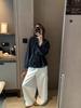 Mochie Early Spring French Pleated Elegant Round Neck Tie-Waist Slimming Shirt MQ1122