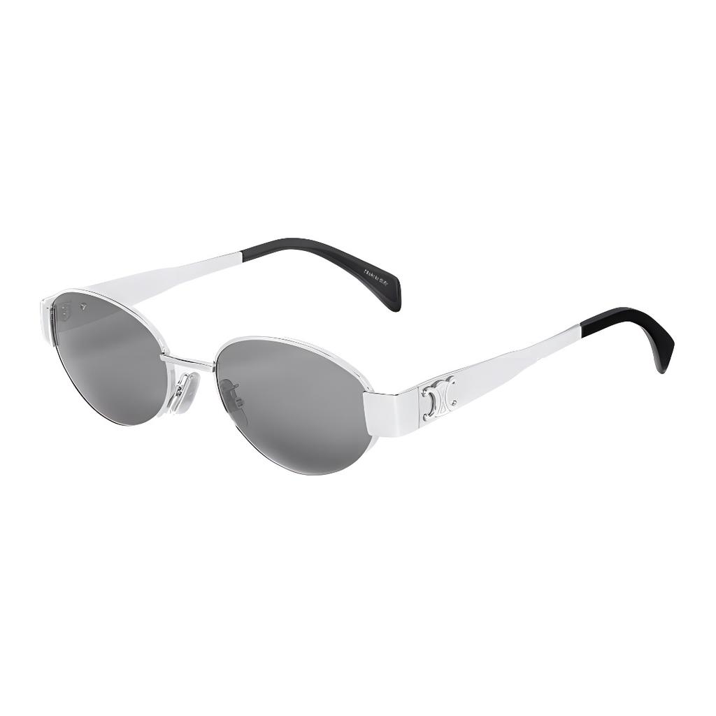 Celine Triomphe Metal 01 UV Protection Oval Sunglasses Women sunglasses Gray 4S235CMLB-36SM