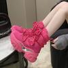 Fashion Women Ankle Boots Autumn Chunky Shoes Woman High Platform Breathable Sneakers 7.5CM Thick Sole Wedges Motorcycles Boots Winter