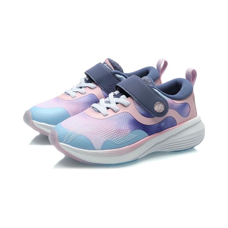 Li Ning Kids Soft Comfortable Sports Non-Slip Shock Absorbing Wear-Resistant Breathable Low-Top Running Shoes Kids sneaker Pink Blue YKNR054-2