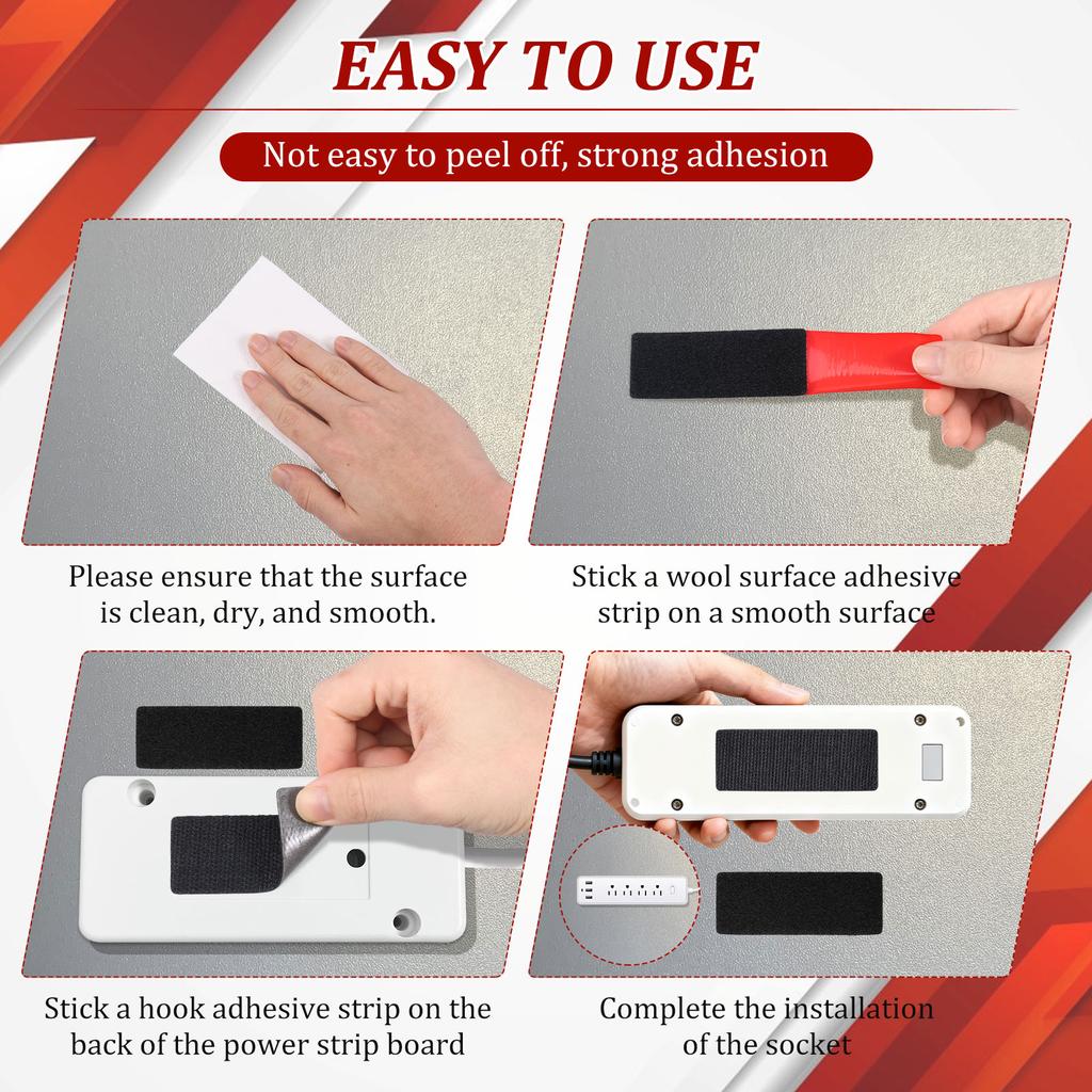 46 Pairs Hook and Loop Strip Set with Sticky Back Picture Hanging Strip Double Sided Sticky Pad Damage Free Removal for Glass