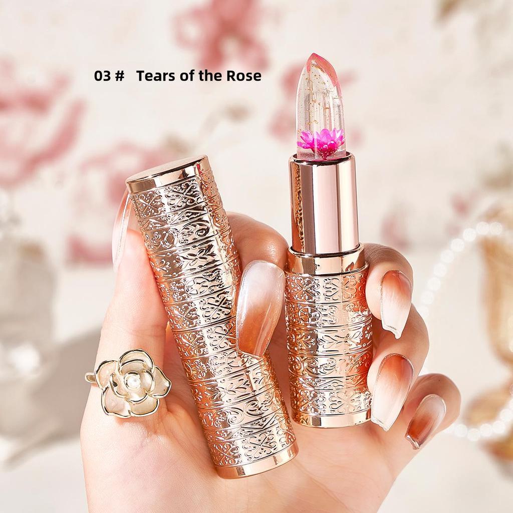Farbwechselnder Lippenbalsam mit Blume für Frauen: Feuchtigkeitsspendend, Lang anhaltend, Nicht klebrig, Nicht verblassend, Temperaturempfindlich, Sicher für schwangere Frauen.