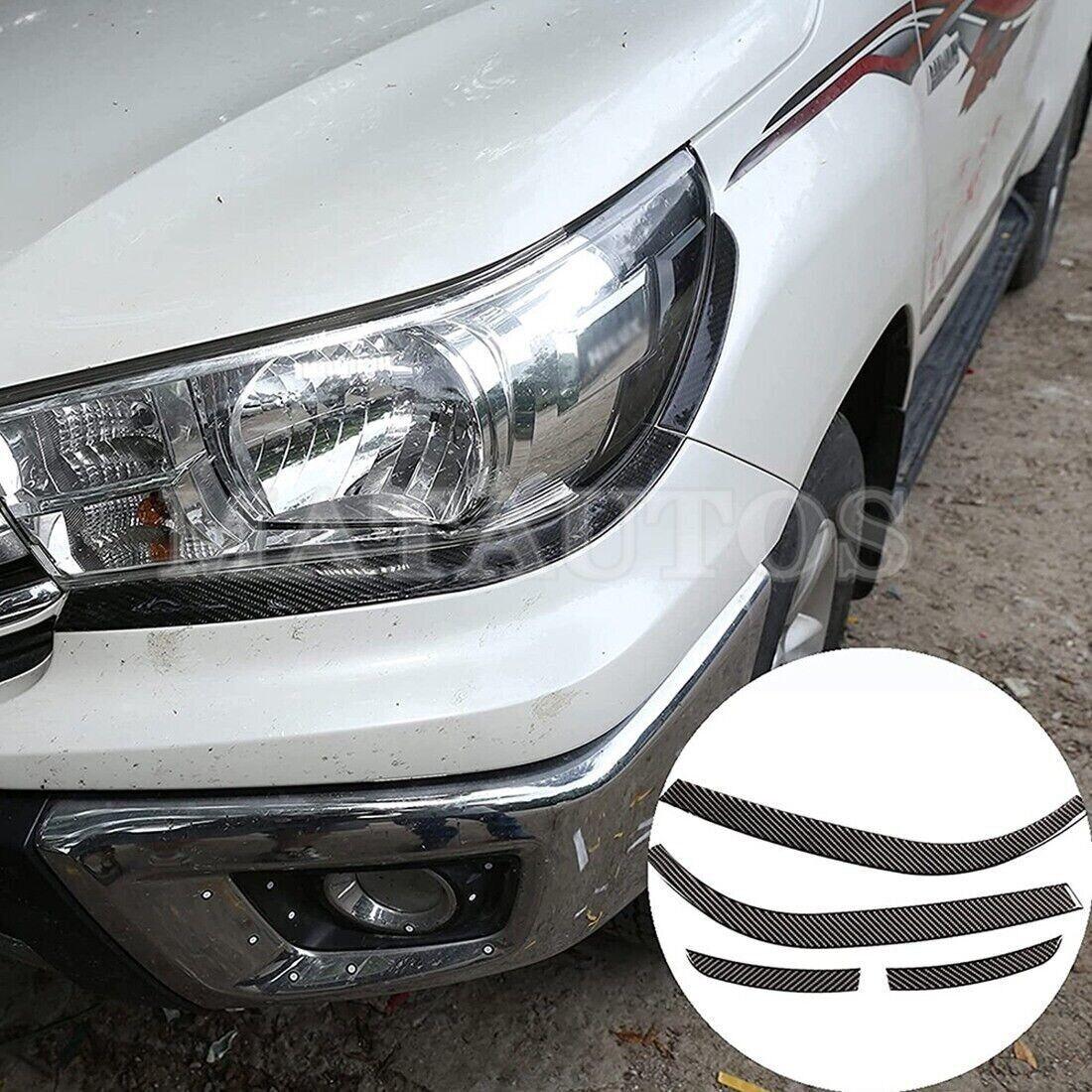 4 шт. Накладки-брови на передние фары из настоящего карбона для Toyota Hilux 15-23