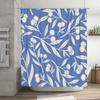Luxuriöser Blau-Weißer Blumenmuster Duschvorhang Wasserdicht Waschbar Dekoratives Zuhause Badezimmer Zubehör 240x180cm(94X71)