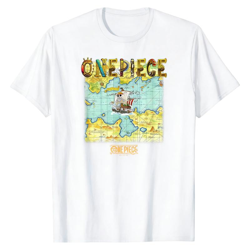 

One Piece Going Merry TShirt Pirate Ship World Map Graphic Print Soft 100 Cotton Casual Daily Outfit Street Style Tops S