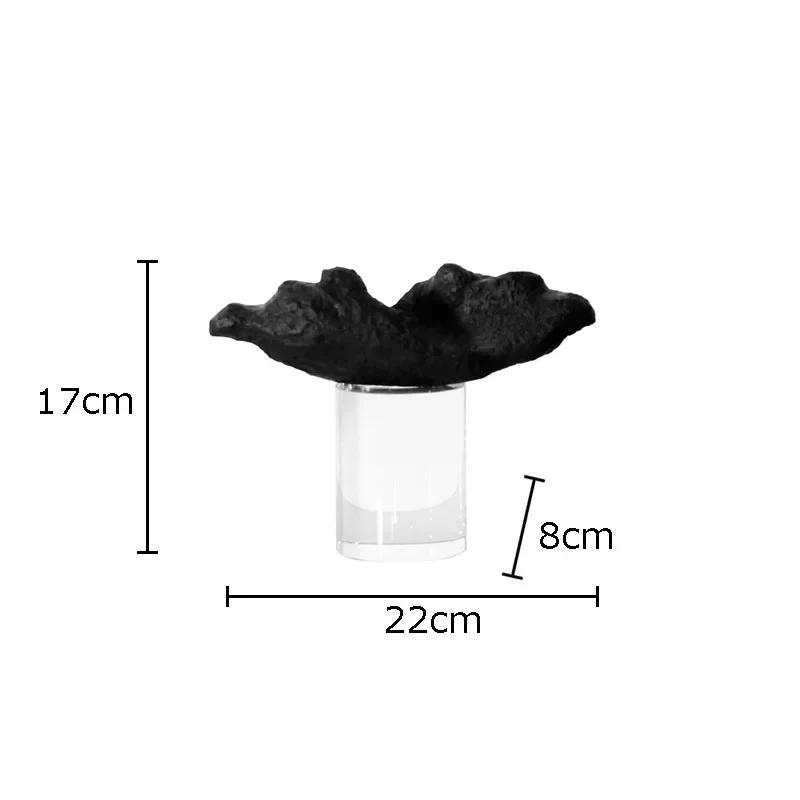 

Creative Black Rockery Ornaments Irregular Crafts Desk Decoration Imitation Stone Sculpture Crystal Base Room Aesthetics Decor