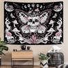 Pink Butterfly Skull Tapestry Moon Phase Mushroom Crystal Witchy Wall Hanging Dark Aesthetic Dorm Bedroom Home Decor
