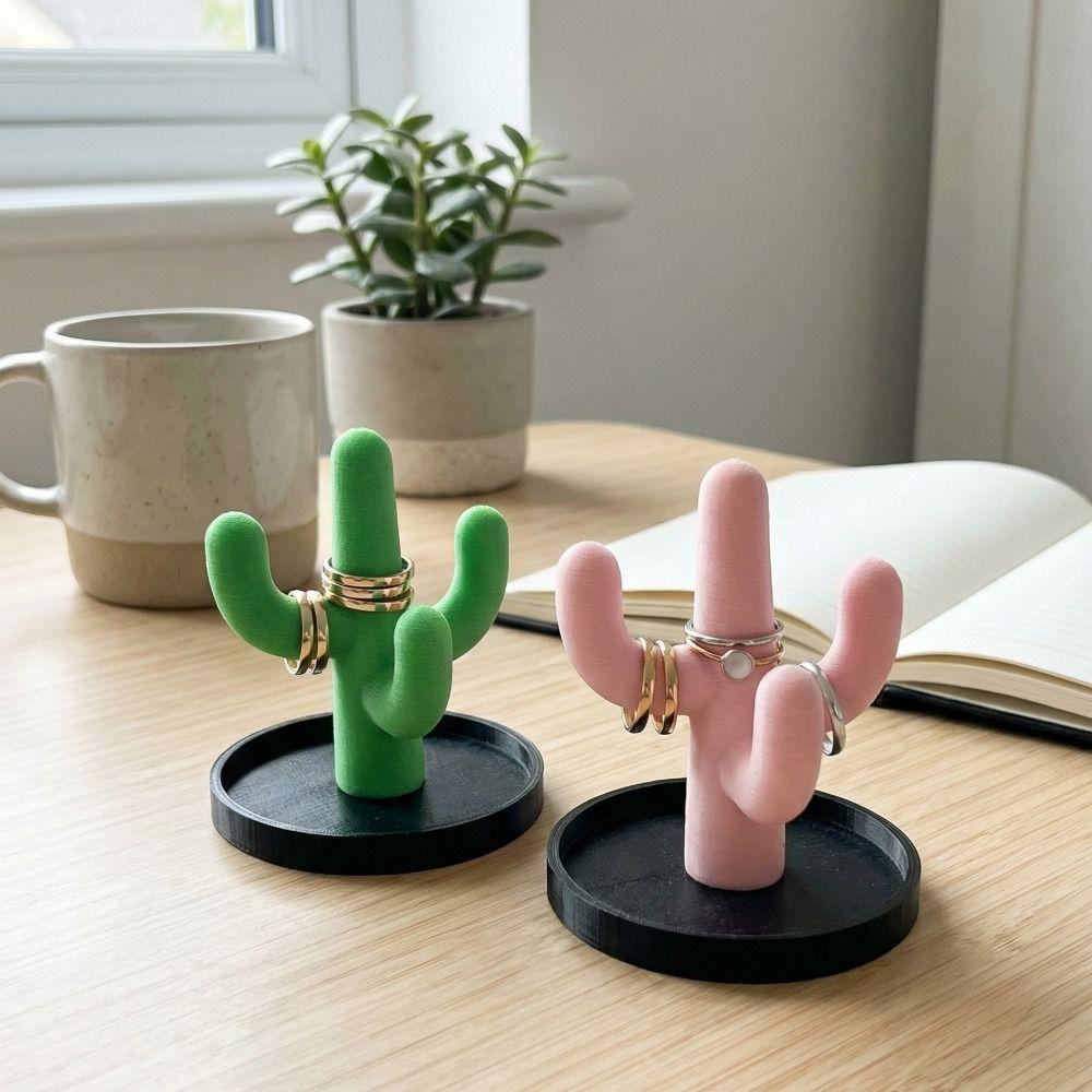 Creative Cactus Ring Holder Funny Cactus Trinkets Plate Jewelry Storage Tray Home Ornaments