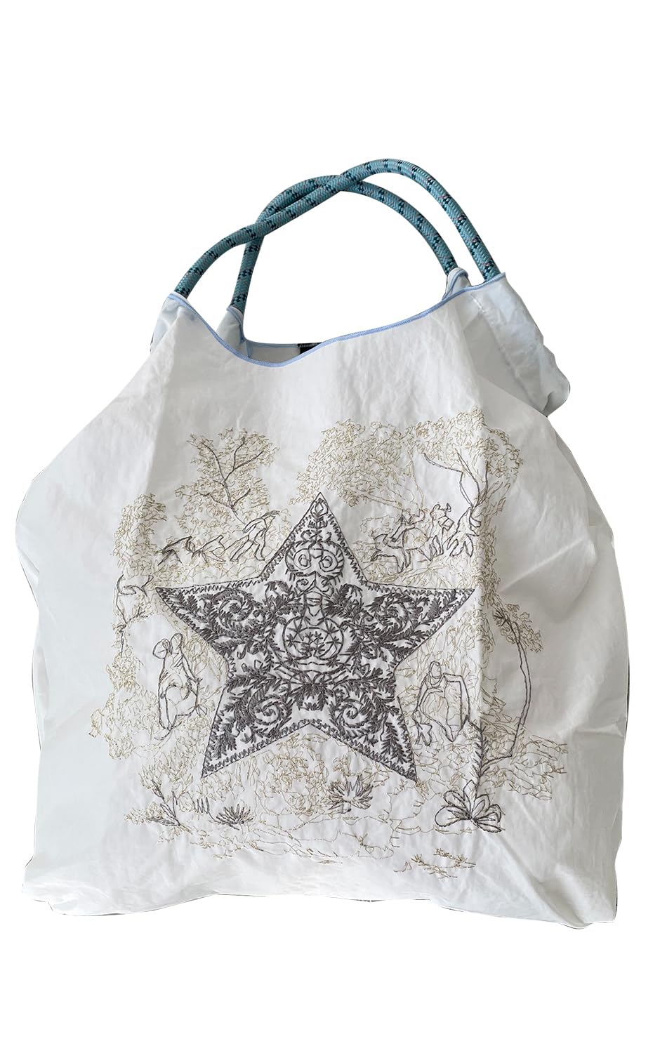 

White Design Embroidered Market Bag for Shoulder Commuting Office Shoulder Large PC Brand [ANTIC RAG] [210NOUVE] Women, Bag, Bag, Bag, Handbag, Bag, білий
