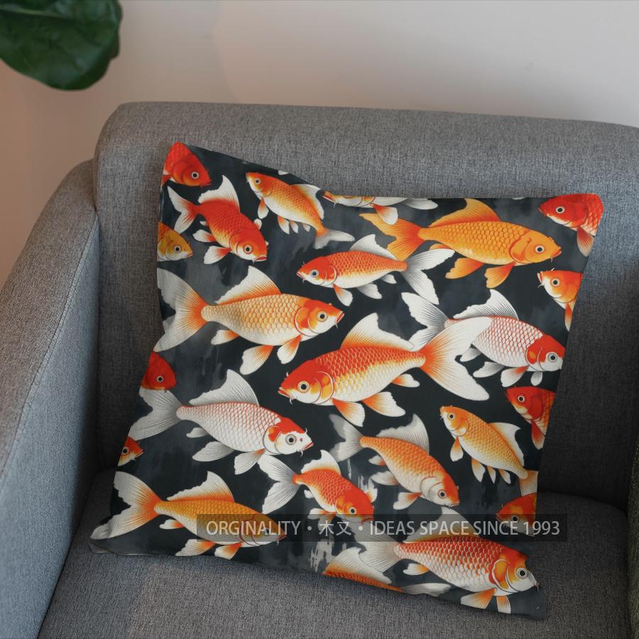 2D Colorful Goldfish Pattern Pillow For Home Decor Pattern Cushion Cover Suitable For Sofa Bedroom Car Pillow Cover