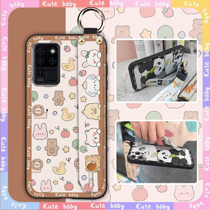 Kickstand Dirt-resistant Phone Case For Oukitel C21 Fashion Design Anti-knock Wrist Strap Back Cover Cute Waterproof