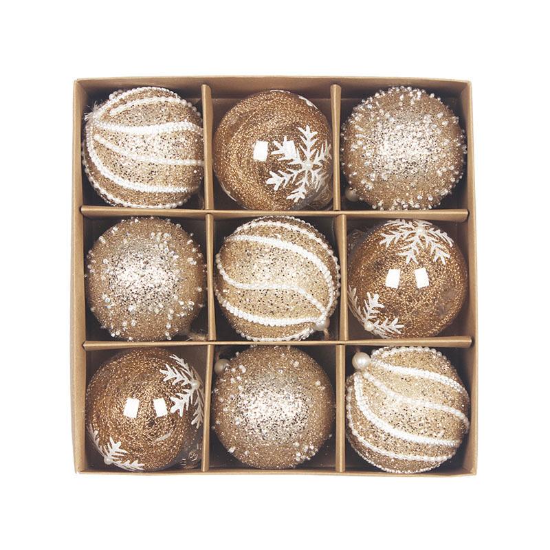 New Christmas 8CM Christmas Ball Handmade Hemp Rope Transparent Ball Christmas Tree Pendant Hang Ball Decoration Set