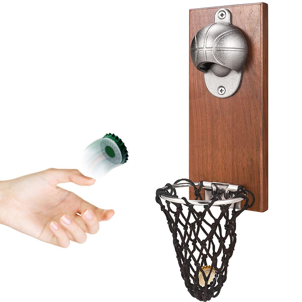 

Wall Mounted Beer Bottle Opener Wooden Soda Beer Wine Bottle Opener Vintage Bottle Opener with Cap Catcher for Kitchen Party Bar