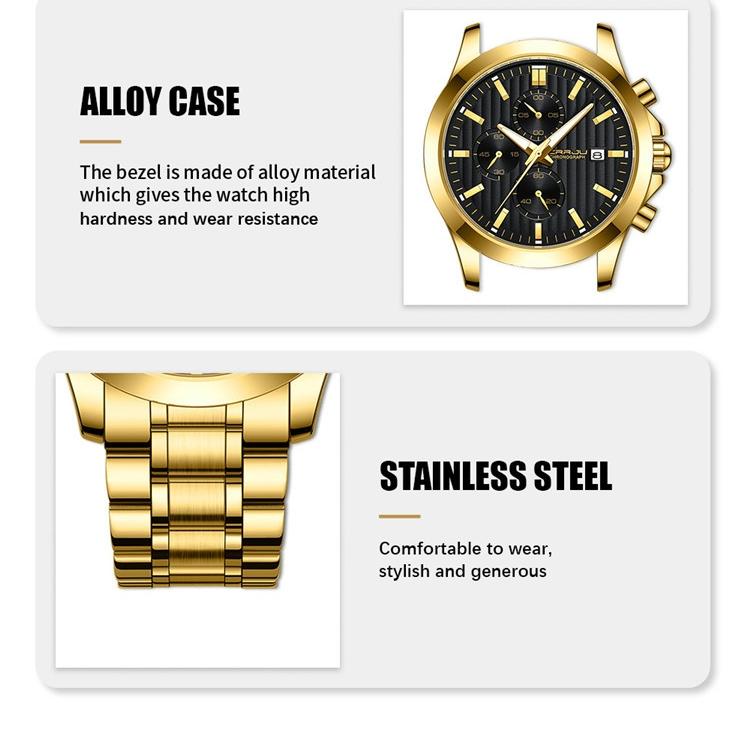 CRRJU New Watch 2310 Men's Watch Solid Stainless Steel with Simple Business Watch Atmosphere