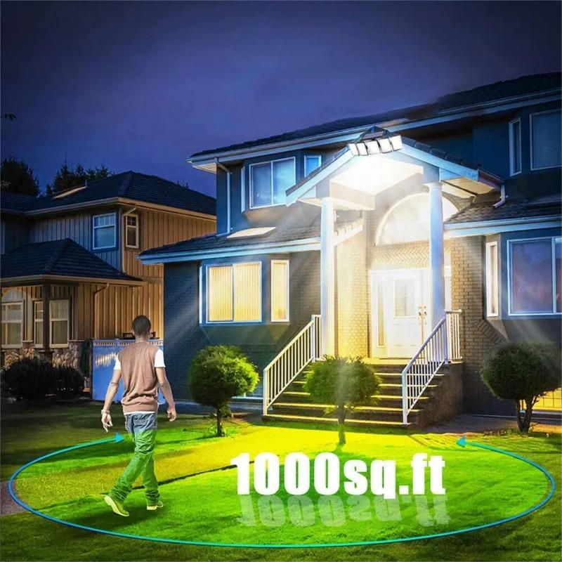 1500LM 300 LED Solarlampa Utomhus Vattentät Med Fjärrkontroll 3 Lägen Rörelsesensor Vidvinkelbelysning Gatlykta