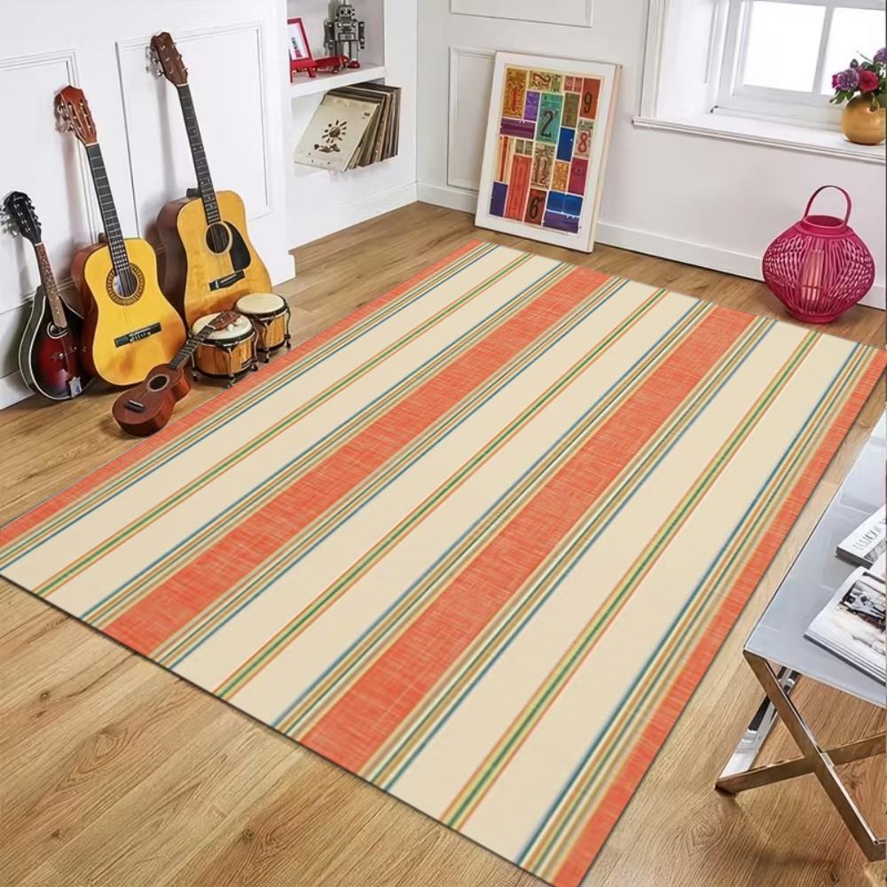 

Brown Striped Large Area Rug Modern Soft Floor Mat for Living Room Bedroom Carpet for Coffee Table and Bedside 40x60cm