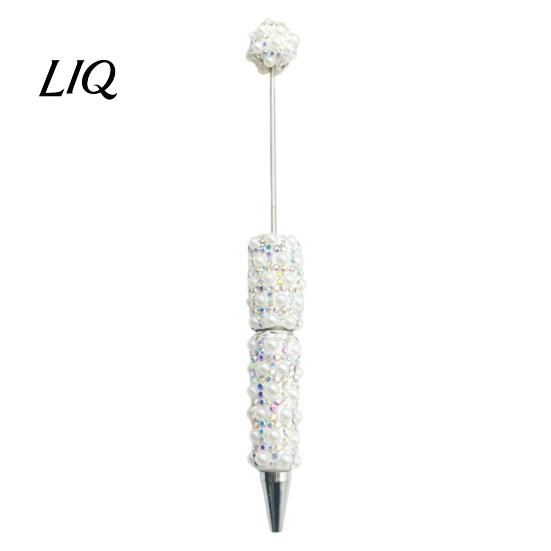 Faux Pearl Decorated Pen DIY Beadable Pen, Rhinestone Ballpoint Fancy Glitter for Crafting, Student Stationery Office Writing Tools Decorative