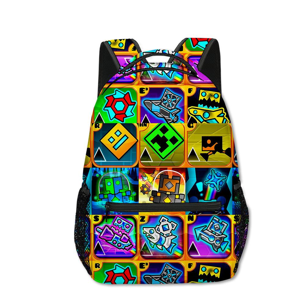 Zaini Hip Hop Kpop Giovanili per la Scuola Unisex Geometry Dash Borse da Viaggio Stampa 3D Oxford Impermeabili Zaini a Spalla per Quaderno