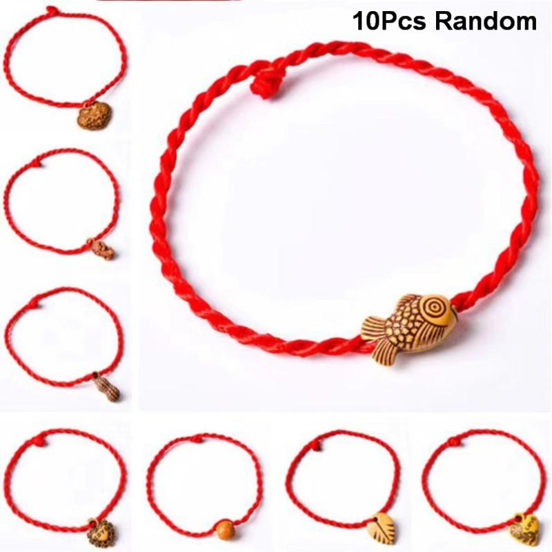 3/10Pcs Red String Braided Bracelets Friendship Handmade Adjustable for Couples Lucky String Jewelry B