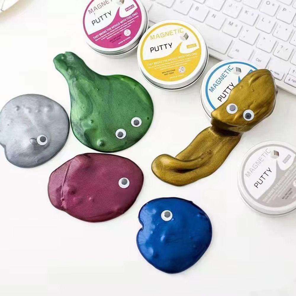 Resin Magnetic Bouncing Mud Colored Clay Ferrofluid Magnetic Suction Clay Interactive with Magnet Mud Playdough Kids Toys