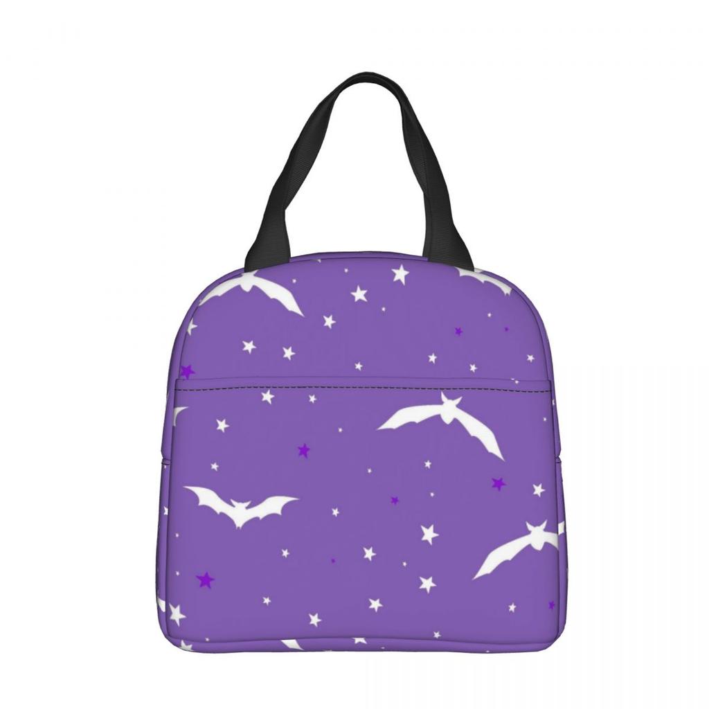 Cartoon Bat Halloween Gothic Insulated Lunch Bags Leakproof Reusable Thermal Bag Lunch Box Tote College Outdoor Girl Boy
